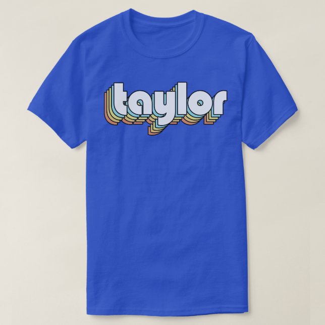 Camiseta Taylor Retro Rainbow Tipografia Estilo Desvanecido (Frente do Design)