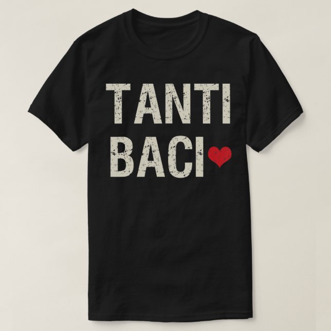 Camiseta TBaci Muitos Kisses Frase Italiana (Frente do Design)