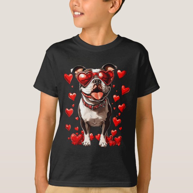 Camiseta Tbull Heart Gles Cute Ttie Valentines Day Dog Love (Frente)