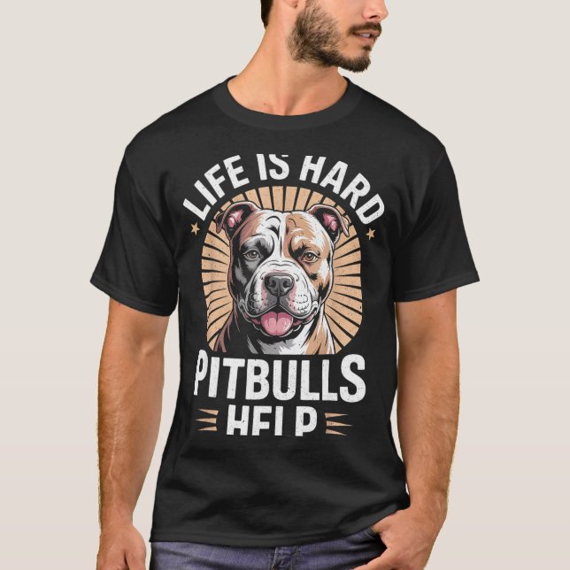 Camiseta Tbull Mom Dad Life Is Hard Tbulls Help Funny Dog L (Frente)