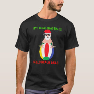 Camiseta Tchau Bolas de Natal Olá Papais noeis de Bolas de 
