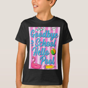 Camiseta Tchau escola olá piscina flamingo férias de verão