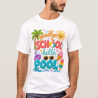 Camiseta Tchau Escola Olá Piscina, Professor de Verão