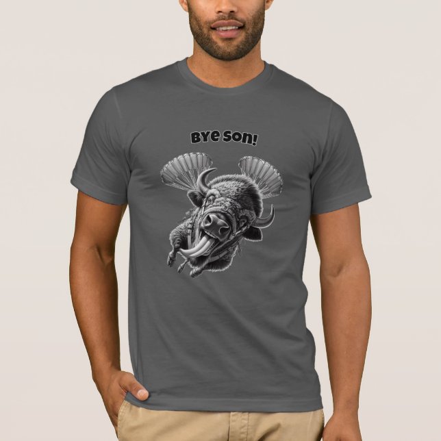 Camiseta “Tchau, Filho!” Bisão de Paraquedismo - Animais Di (Frente)