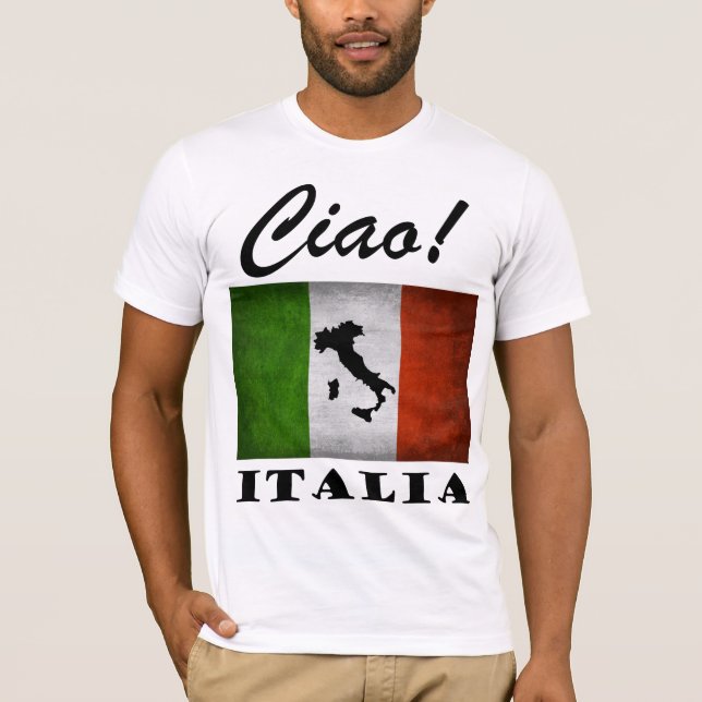 Camiseta Tchau! Italia Tricolore - Mapa italiano da bandeir (Frente)