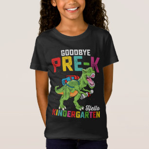Camiseta Tchau Pré K Olá Jardim de Infância T Rex Escola