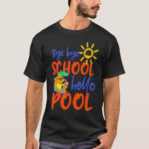 Camiseta Tchau Tchau Escola Olá Piscina Óculos De Sol Peixe