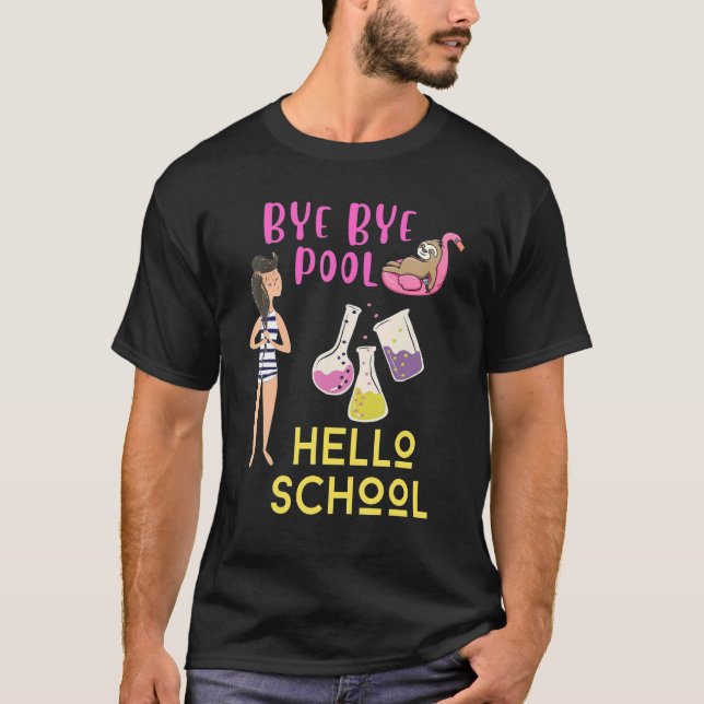 Camiseta Tchau Tchau Piscina Alô Escola De Volta Para Estud (Frente)