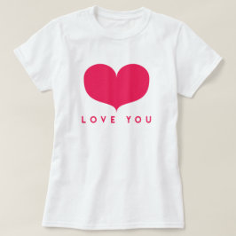 Camiseta Te Amo | T-Shirt de Coração Rosa Grande