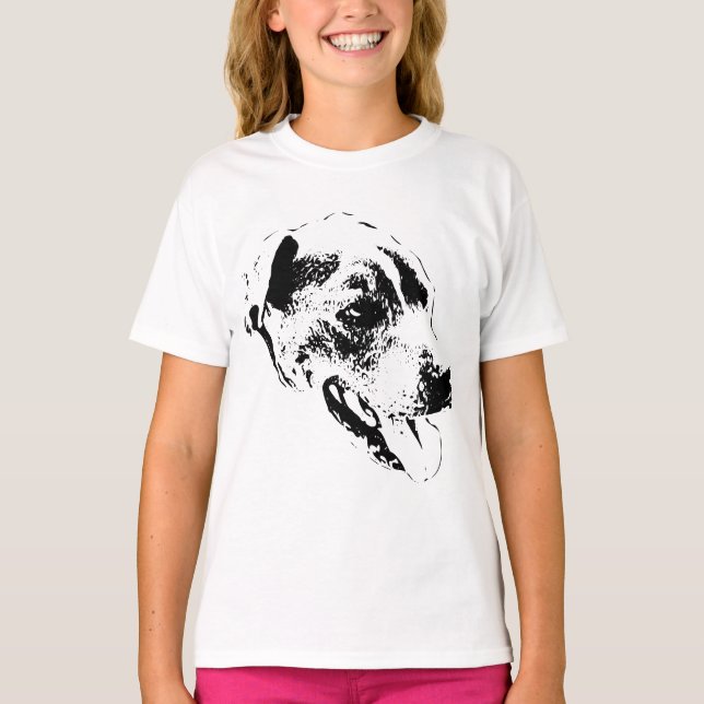 Camiseta Tea de Retrato de Pitbull Misturada com Espírito R (Frente)