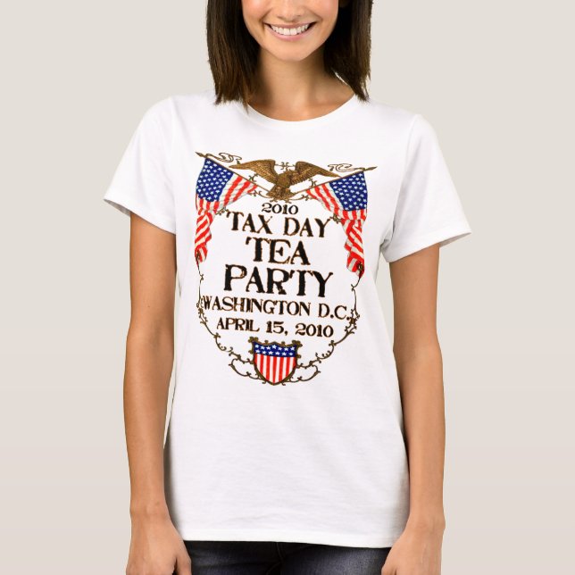 Camiseta Tea party do dia de 2010 impostos (Frente)