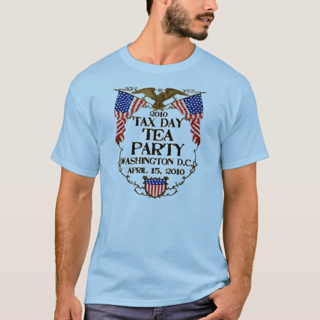 Camiseta Tea party do dia de 2010 impostos (Frente)