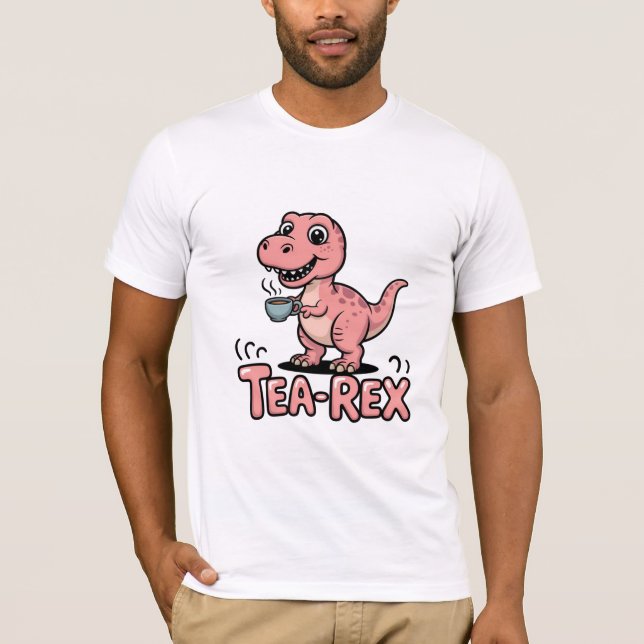 Camiseta Tea-Rex – Cute Cartoon T-Rex Enjoying a Cup of Tea (Frente)