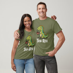Camiseta Tea-Rex Dinossaur Bebendo Tea Humor