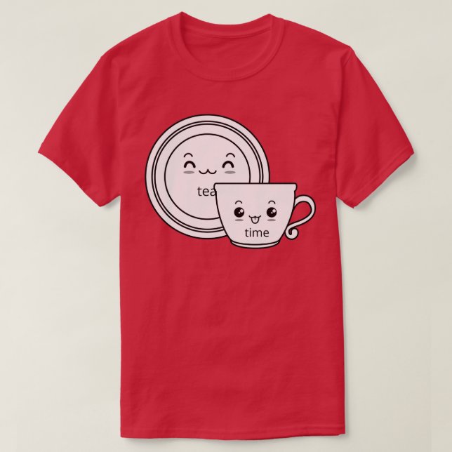 Camiseta Tea Time, xícara branca e preta, e pires 1 (Frente do Design)