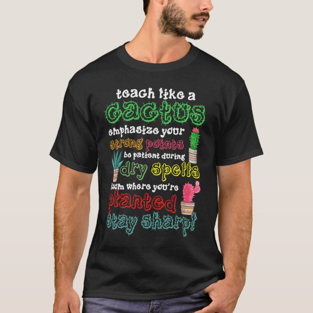 Camiseta Teach Like A Cactus  Teacher Back To School Elemen (Frente)