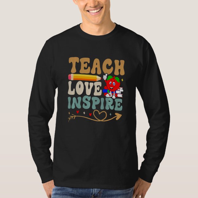 Camiseta Teach Love Inspire Colorful Teacher Garde (Frente)