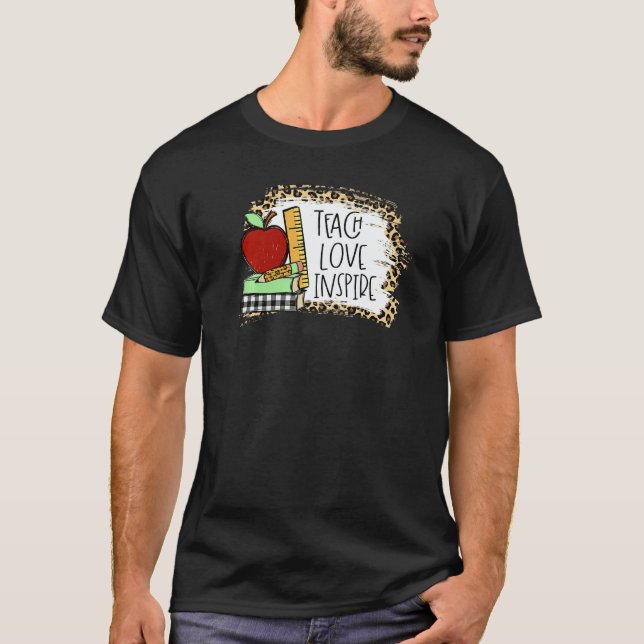 Camiseta Teach Love Inspire Leopard Cheetah Print 100 Days (Frente)
