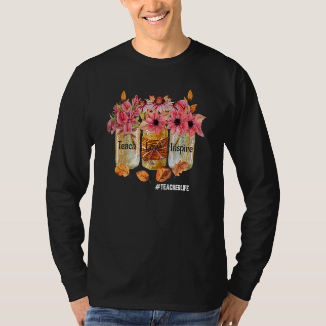 Camiseta Teach Love Inspire Teacher Life Happy Thanksgiving (Frente)