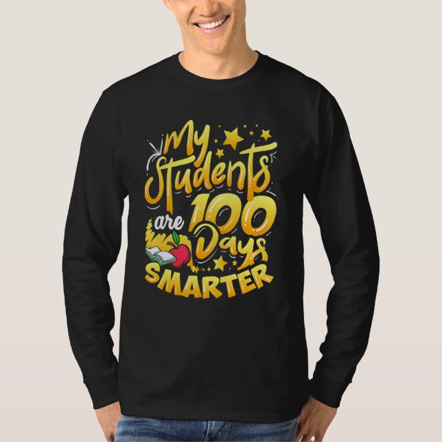 Camiseta Teacher 100th Day Of School 100 Days Smarter_2 (Frente)