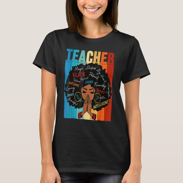 Camiseta Teacher Black History Queen Melanin Afro African P (Frente)