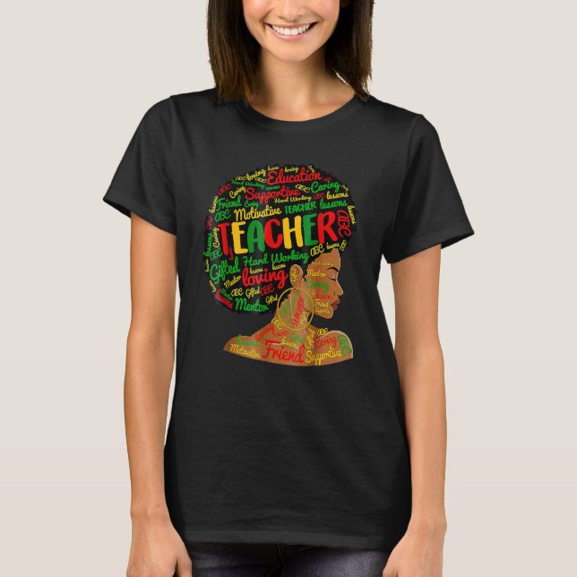 Camiseta Teacher Black History Queen Melanin Afro African P (Frente)