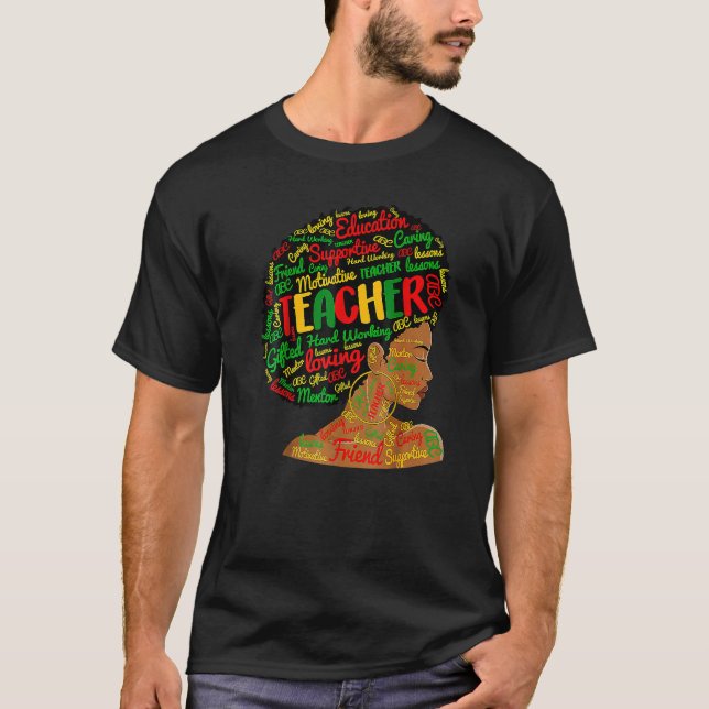 Camiseta Teacher Black History Queen Melanin Afro African P (Frente)