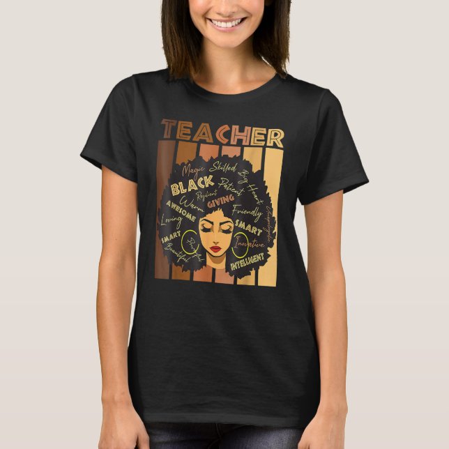 Camiseta Teacher Black Women Black History Queen Melanin Af (Frente)