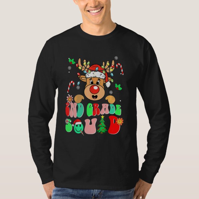 Camiseta Teacher Christmas Funny 2nd Grade Squad Reindeer G (Frente)