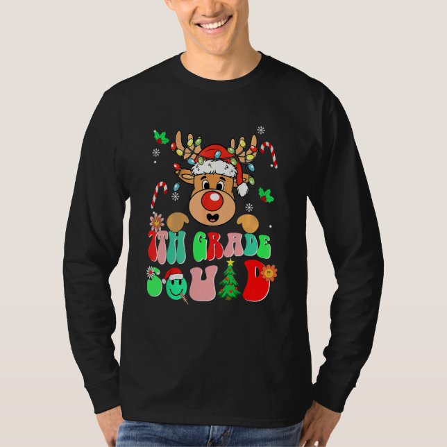 Camiseta Teacher Christmas Funny 7th Grade Squad Reindeer G (Frente)