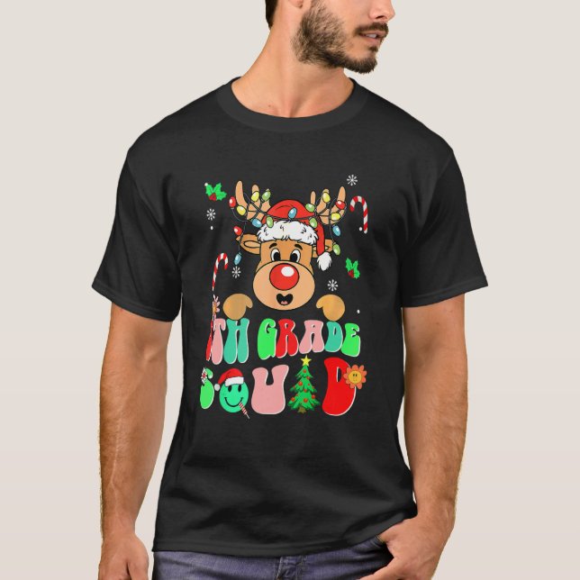 Camiseta Teacher Christmas Funny 8th Grade Squad Reindeer G (Frente)