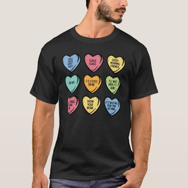 Camiseta Teacher Conversation Hearts Valentines Day Women M (Frente)
