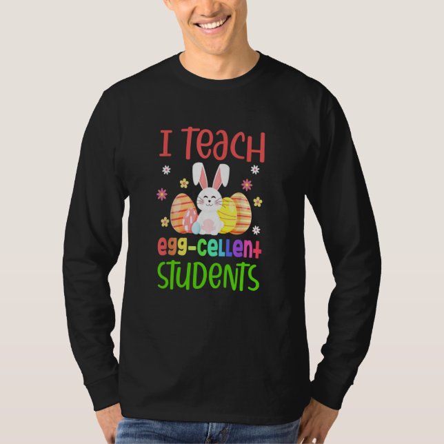 Camiseta Teacher Easter Day I Teach Egg Cellent Students (Frente)