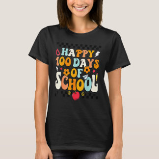 Camiseta Teacher Kids Retro Groovy 100 Days Happy 100th Day