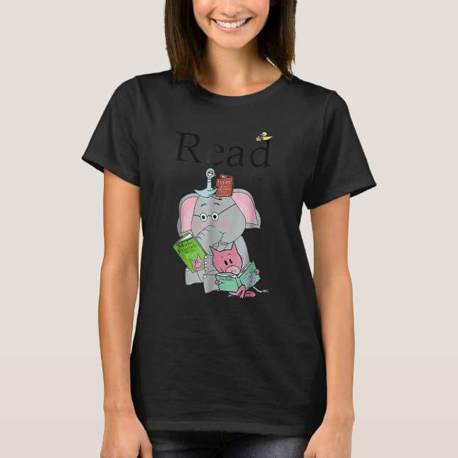 Camiseta Teacher Library Read Book Club Cute Elephant Read  (Frente)