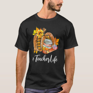 Camiseta Teacher Life Pumpkin Latte Fall Autumn Thanksgivin