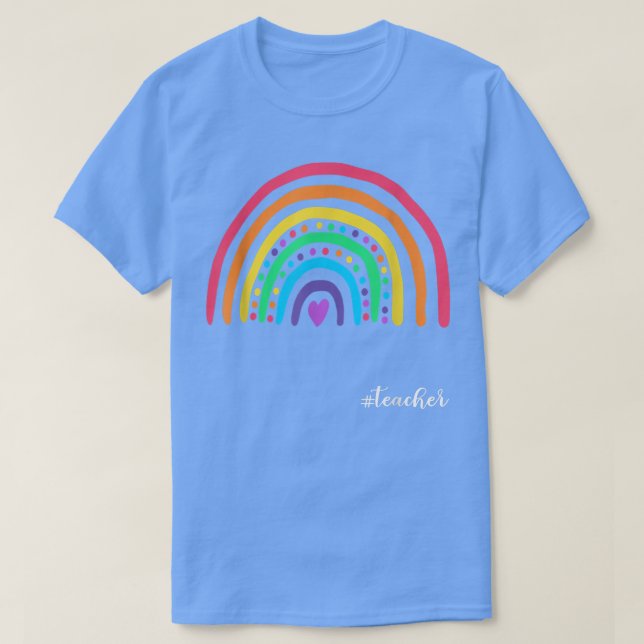 Camiseta Teacher Life Rainbow Teacher Cute Motivation  (Frente do Design)