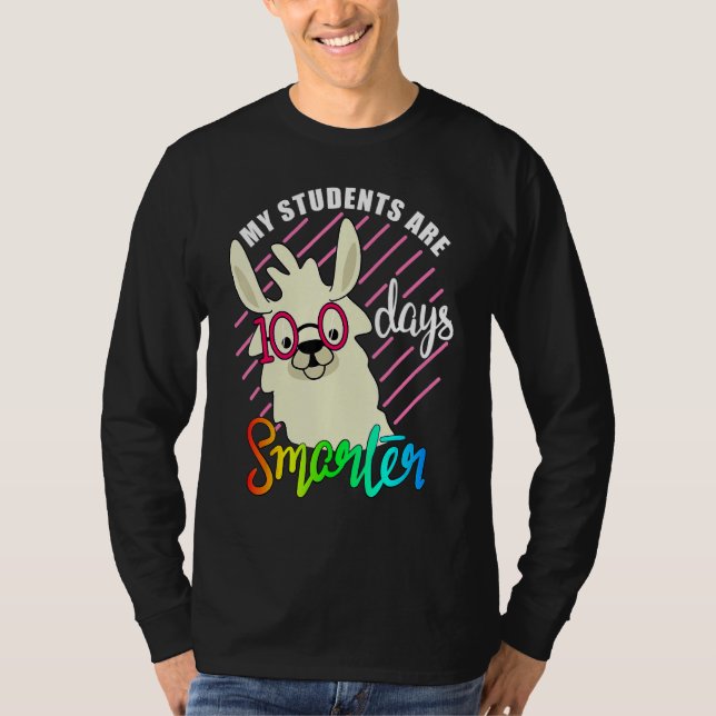 Camiseta Teacher Llama lovers My Students are 100 Days smar (Frente)