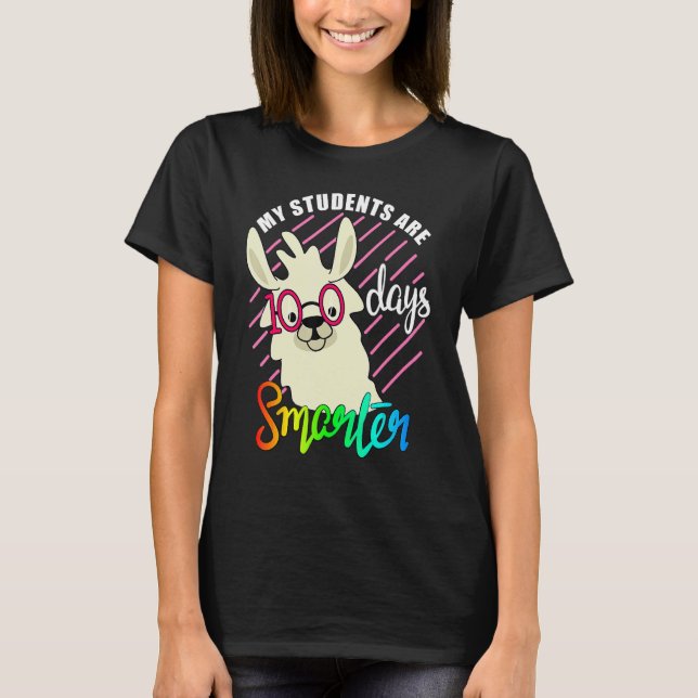 Camiseta Teacher Llama lovers My Students are 100 Days smar (Frente)