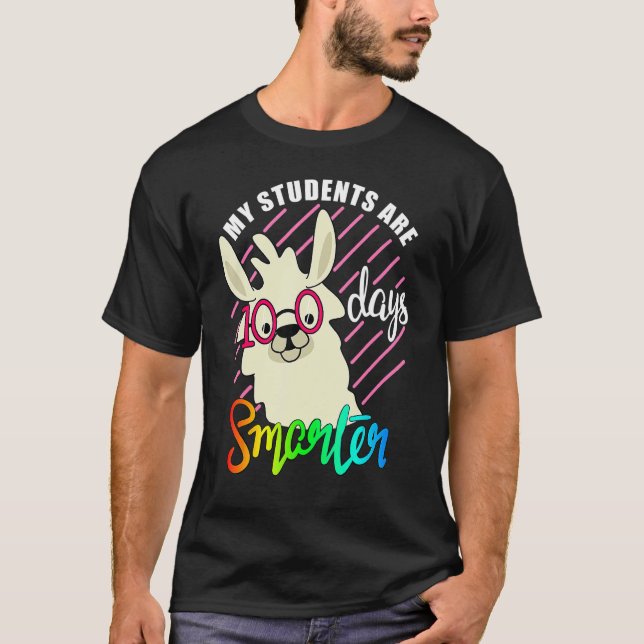 Camiseta Teacher Llama lovers My Students are 100 Days smar (Frente)