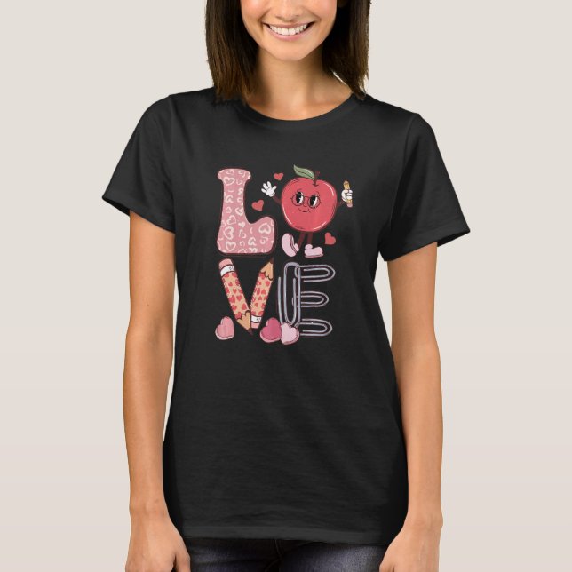 Camiseta Teacher Love Retro Groovy Teachers Day (Frente)