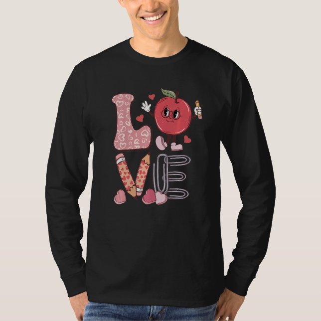 Camiseta Teacher Love Retro Groovy Teachers Day (Frente)