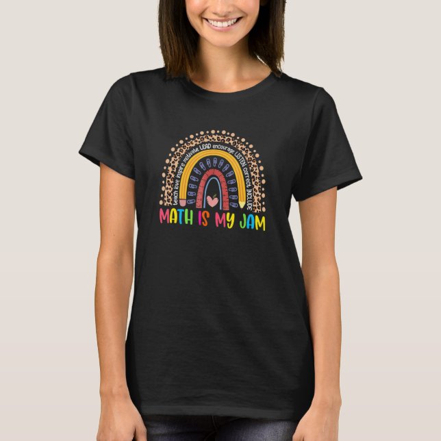 Camiseta Teacher Math Is My Jam 100 Days Of School Rainbow  (Frente)