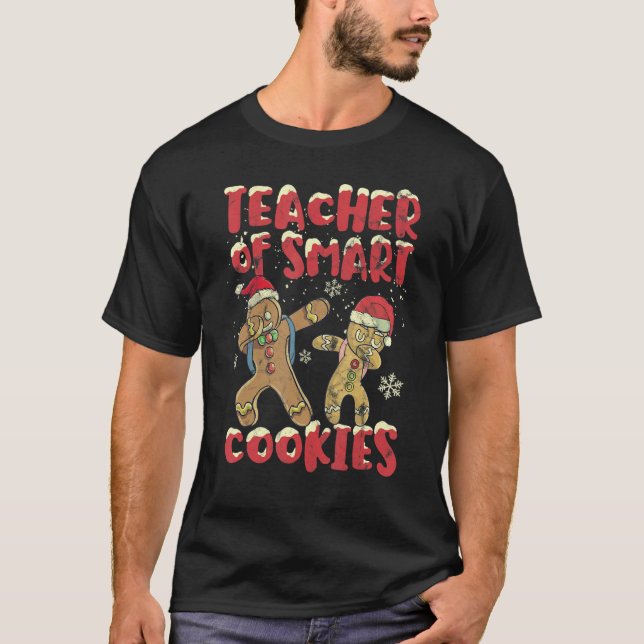 Camiseta Teacher Of Smart Cookies Christmas Red Santa Ginge (Frente)