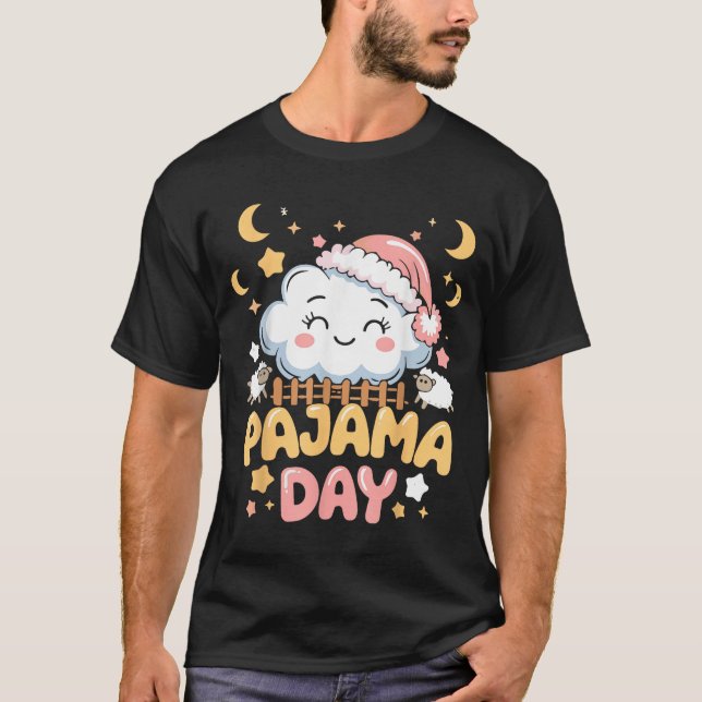Camiseta Teacher Pajama Day Shirt, Funny Cloud Sleever Scho (Frente)
