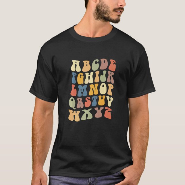 Camiseta Teacher School Alphabet Vintage Retro   (Frente)