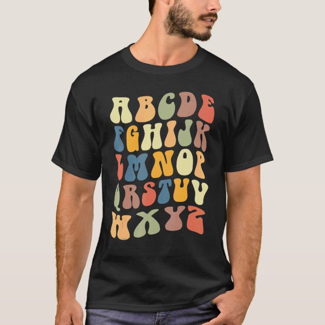 Camiseta Teacher School Alphabet Vintage Retro (Frente)