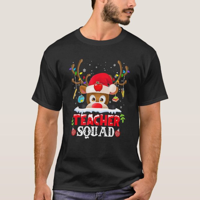 Camiseta Teacher Squad Reindeer  Teacher Christmas For Men  (Frente)