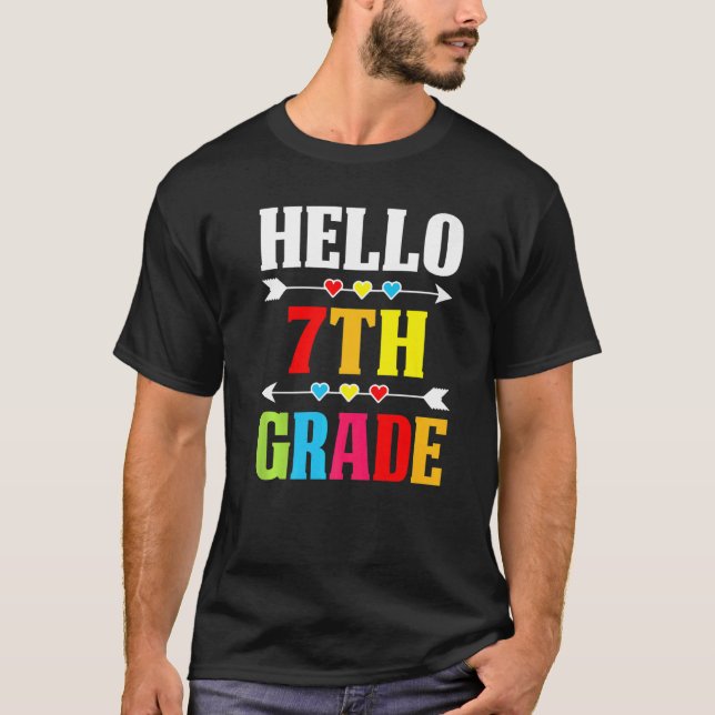 Camiseta Teacher Student Hello 7th Grade  Back To School (Frente)