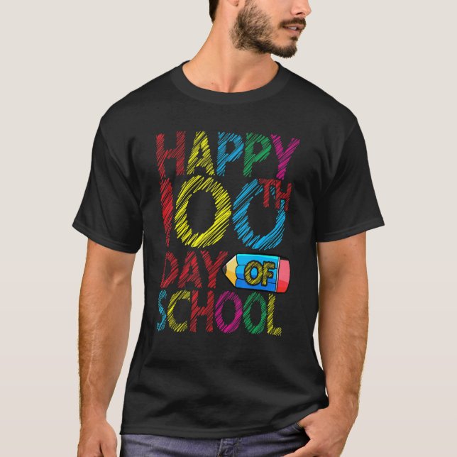 Camiseta Teacher Student Kids Happy 100 Days Of School (Frente)